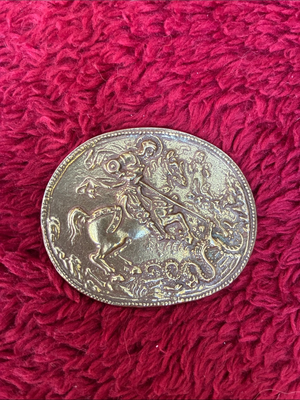 Vintage Alva Museum Replicas St. George slaying the dragon brooch